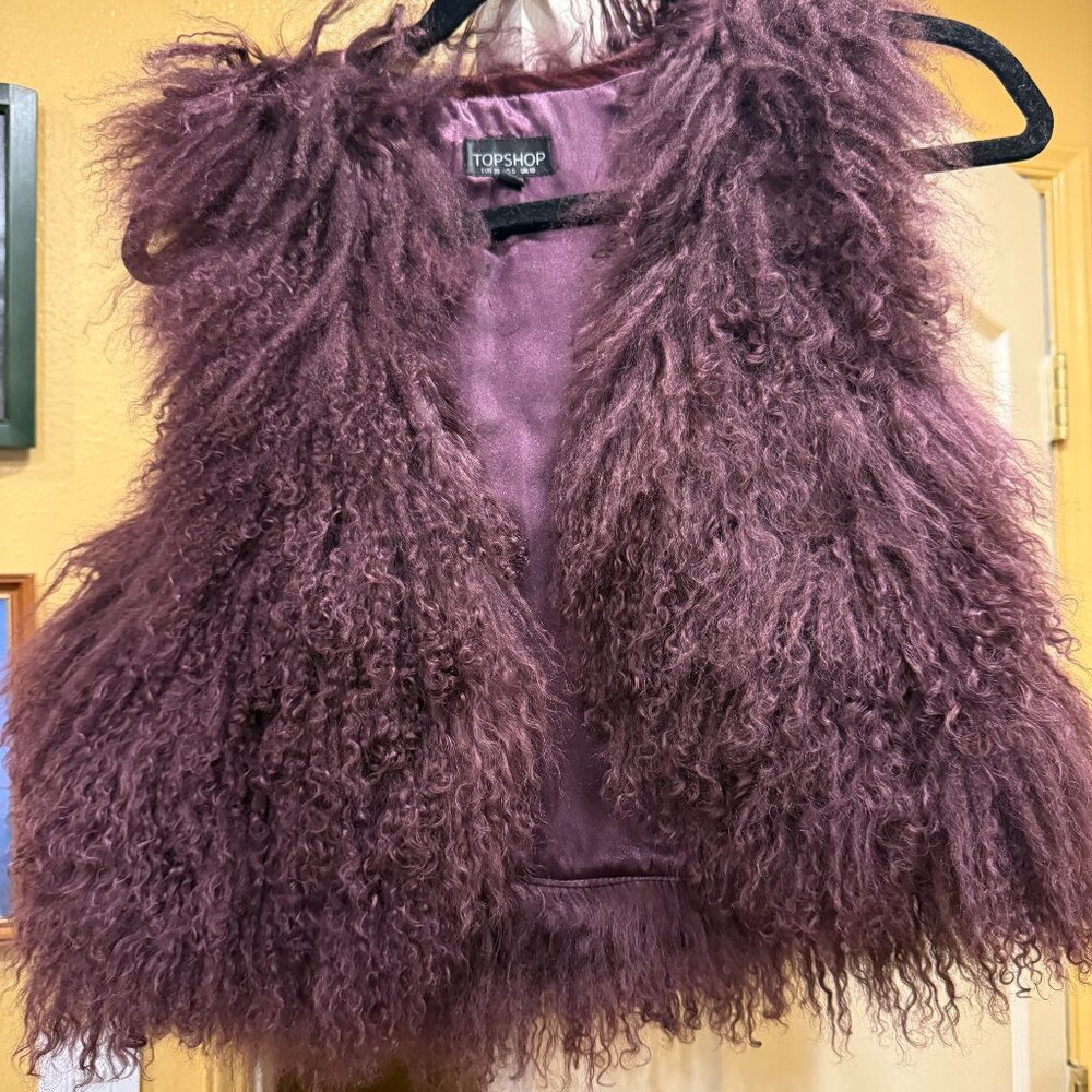 Topshop REAL Mongolian sheepskin fur vest, US6
